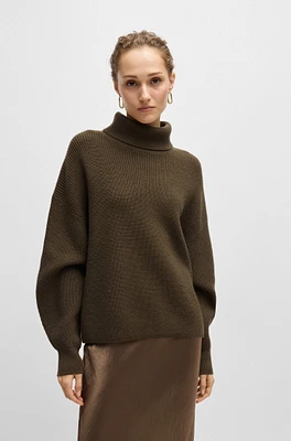 Ribbed rollneck sweater wool