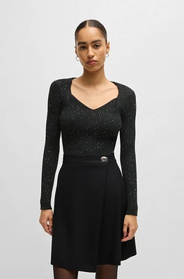 BOSS - Ribbed sweater with sequin embellishments Black