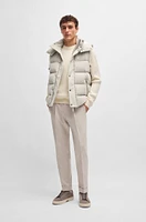 BOSS - Padded gilet cotton-cashmere corduroy with detachable hood White