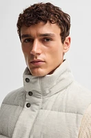 BOSS - Padded gilet cotton-cashmere corduroy with detachable hood White