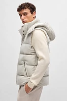 BOSS - Padded gilet cotton-cashmere corduroy with detachable hood White