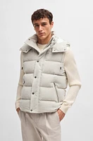 BOSS - Padded gilet cotton-cashmere corduroy with detachable hood White