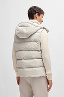 BOSS - Padded gilet cotton-cashmere corduroy with detachable hood White