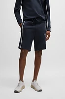 BOSS - Regular-fit shorts with tape inserts Dark Blue