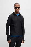 Active-stretch zip-up hoodie with logo detail