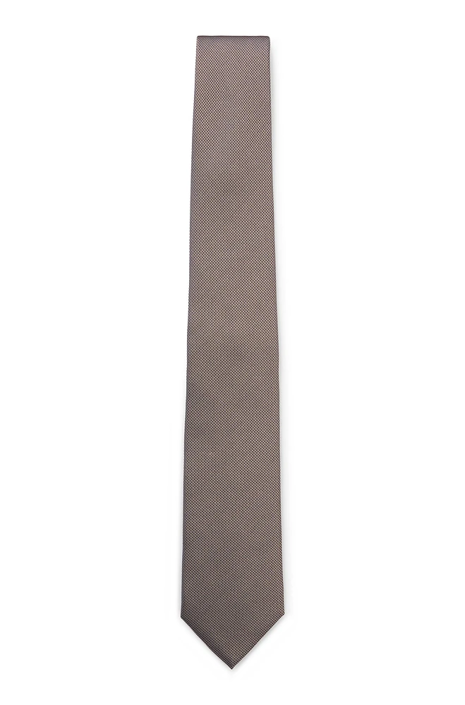 Silk-blend tie with jacquard micro pattern