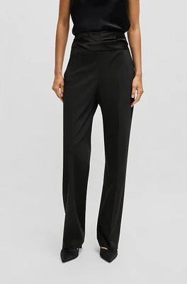 Regular-fit formal trousers with tonal waistband