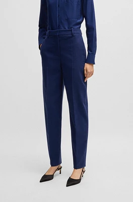 Regular-fit trousers stretch cloth with tapered leg