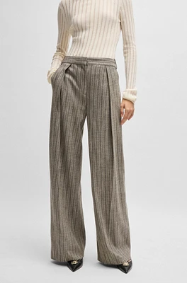 Relaxed-fit trousers striped melange cloth