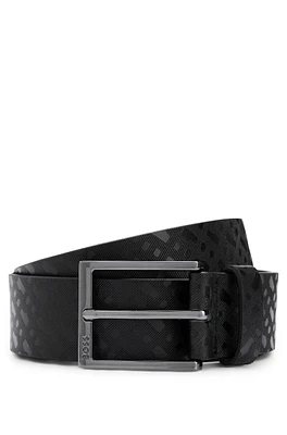 Italian-leather belt with embossed monograms