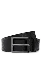 Italian-leather belt with embossed monograms