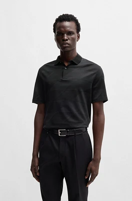 Mercerized-cotton polo shirt with jacquard pattern