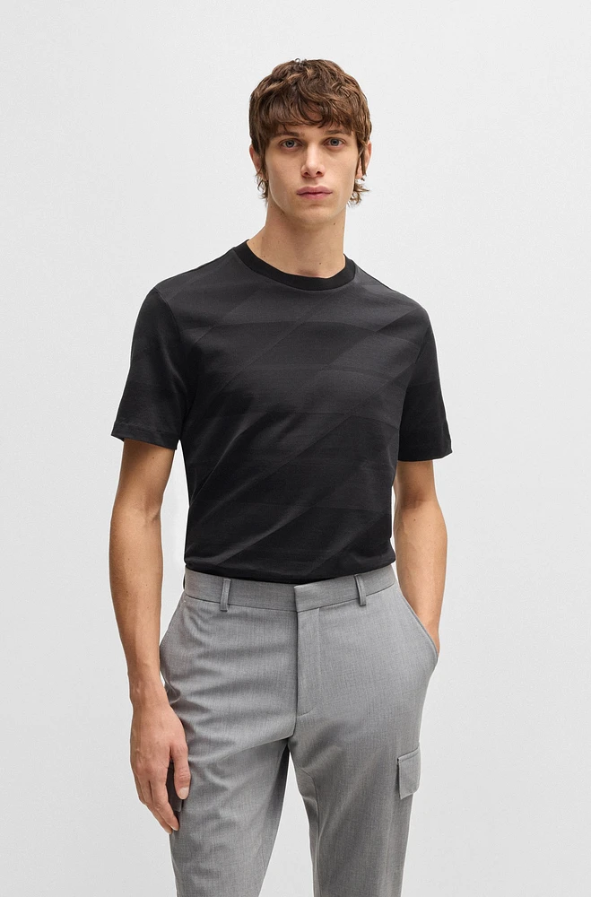 Mercerized-cotton T-shirt with two-tone jacquard