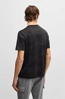 Mercerized-cotton T-shirt with two-tone jacquard