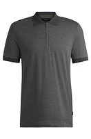 Zip-placket polo shirt cotton and silk