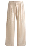 Straight-fit trousers sequinned stretch fabric