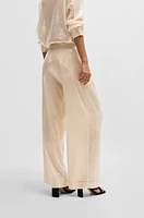 Straight-fit trousers sequinned stretch fabric