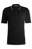 Zip-neck polo shirt interlock cotton