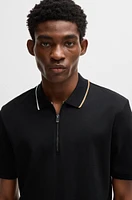 Zip-neck polo shirt interlock cotton