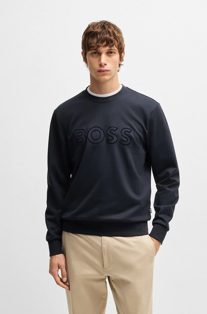 Cotton-terry sweatshirt with flock-print logo