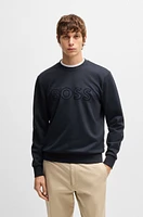 Cotton-terry sweatshirt with flock-print logo