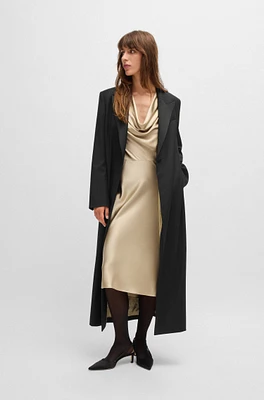 BOSS - Long-length tuxedo-style coat stretch fabric Black