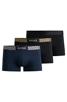 Three-pack of stretch-cotton trunks with monogram waistbands