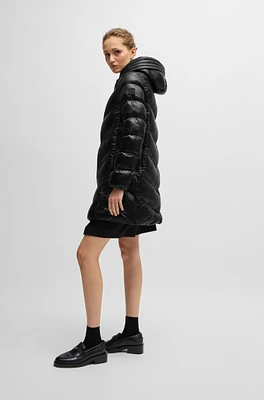 Water-repellent padded parka jacket with polished trims