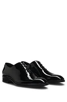 BOSS - Patent-leather Oxford shoes with collar piping Black