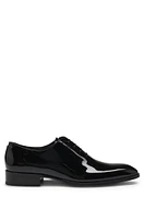 BOSS - Patent-leather Oxford shoes with collar piping Black