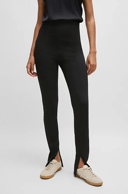 Formal trousers stretch fabric with slit hems