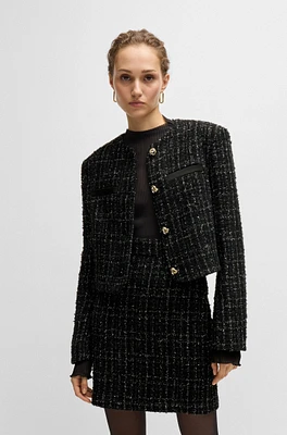 Collarless jacket sparkle-effect tweed