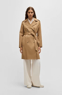 Water-repellent trench coat stretch-cotton gabardine