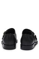 Italian-made double-strap monk shoes grained leather