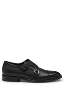 Italian-made double-strap monk shoes grained leather