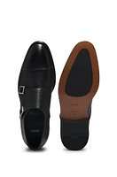 Italian-made double-strap monk shoes grained leather