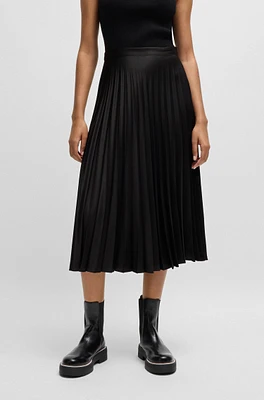 Plissé maxi skirt satin twill