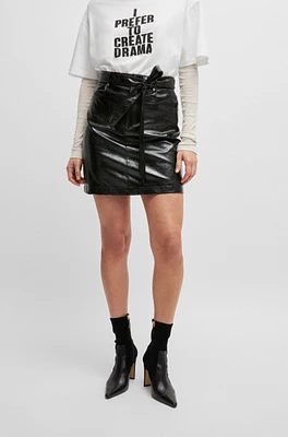 Belted mini skirt faux leather