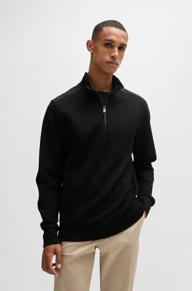 Mercerized-cotton regular-fit sweatshirt with logo patch