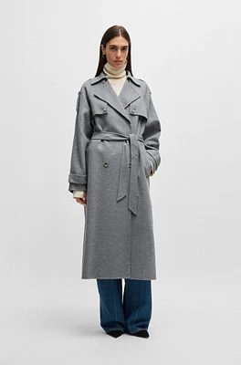 Belted trench coat a wool blend