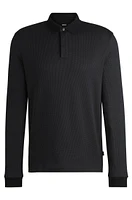 Long-sleeved polo shirt cotton with concealed placket