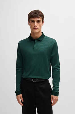 Long-sleeved polo shirt cotton with concealed placket