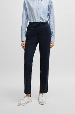 Stretch-cotton trousers with drawcord waist