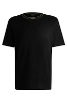 Cotton-jersey T-shirt with logo collar