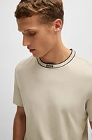 Cotton-jersey T-shirt with logo collar