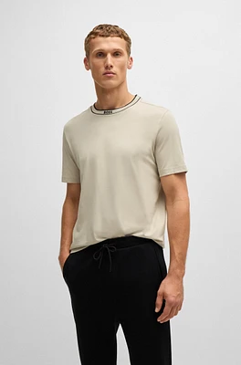 Cotton-jersey T-shirt with logo collar