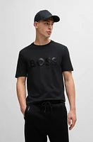 Cotton-jersey T-shirt with mirror-effect logo print