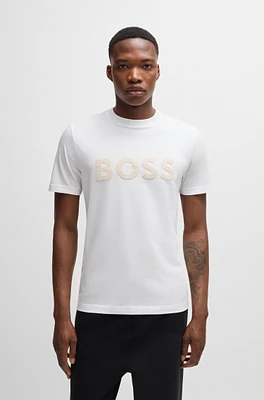 Cotton-jersey T-shirt with mirror-effect logo print