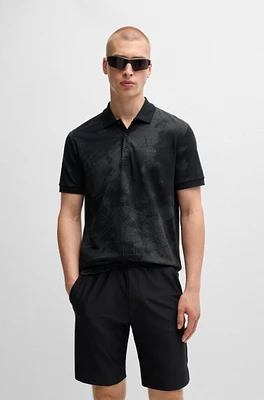 Polo shirt with decorative reflective print