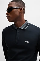 Interlock-cotton polo shirt with contrast logo